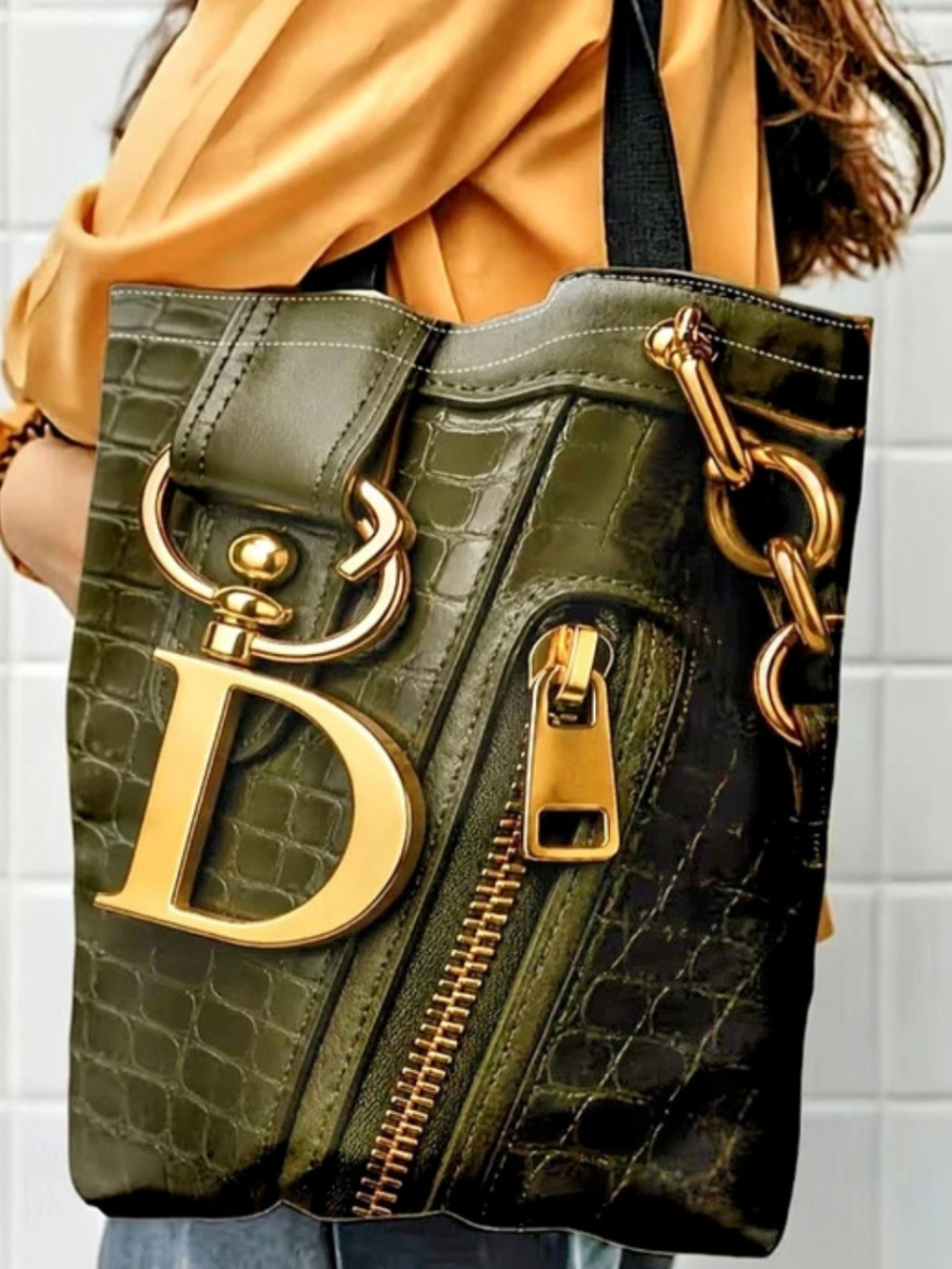 Green Structured Tote Bag Like New